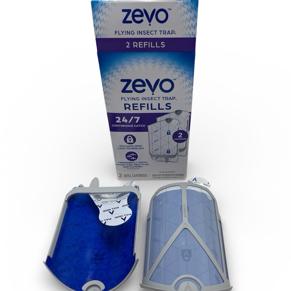 Zevo Flying Insect Trap Refills 2 Pack 24/7 Continuous Catch Cartridges New